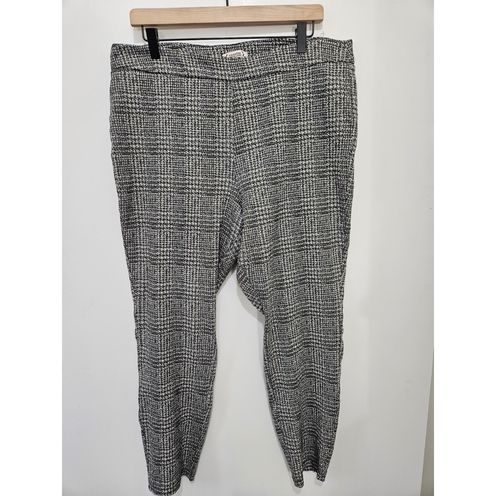 Nanette Lepore Womens XL Houndstooth Metallic Ankle Pants Black White Pull On